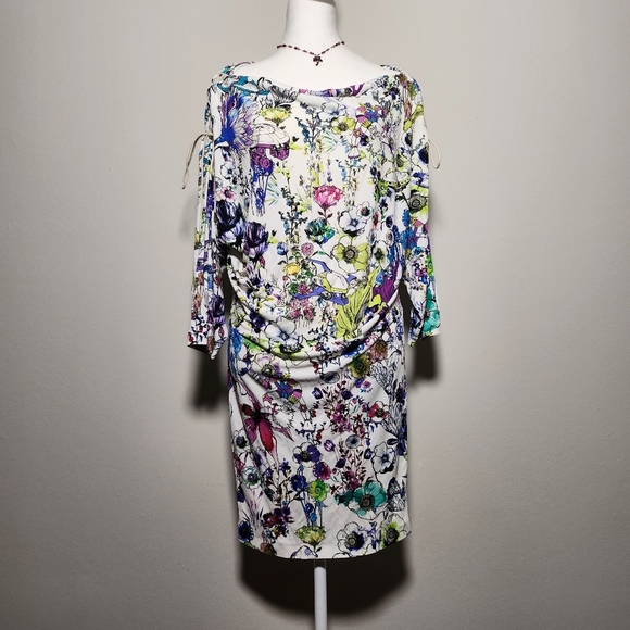 Roberto Cavalli Luxury White Jersey Astro Garden Floral Robot Dress MSRP $1190 - Picture 1 of 14